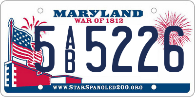 MD license plate 5AB5226