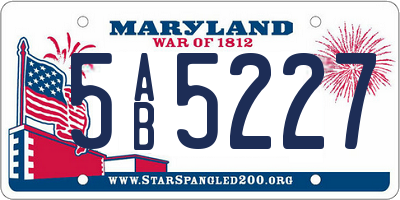 MD license plate 5AB5227