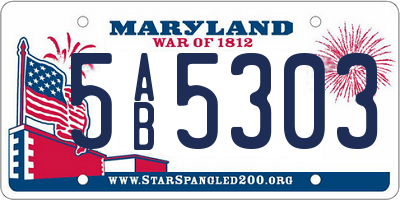 MD license plate 5AB5303