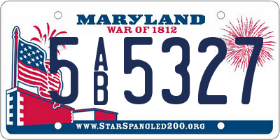 MD license plate 5AB5327