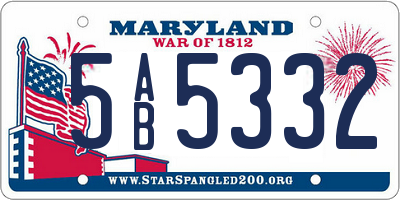 MD license plate 5AB5332