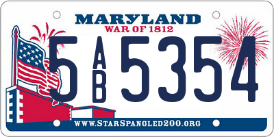 MD license plate 5AB5354