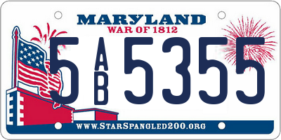 MD license plate 5AB5355