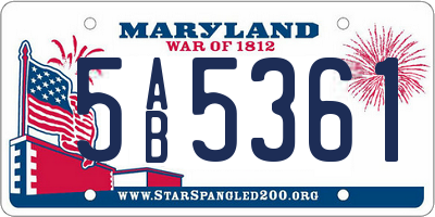 MD license plate 5AB5361