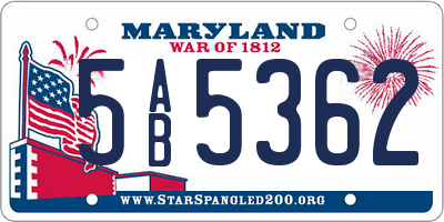 MD license plate 5AB5362