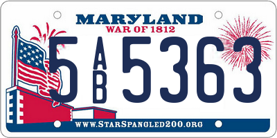 MD license plate 5AB5363