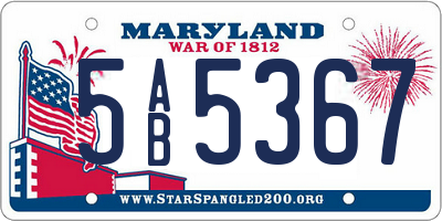 MD license plate 5AB5367