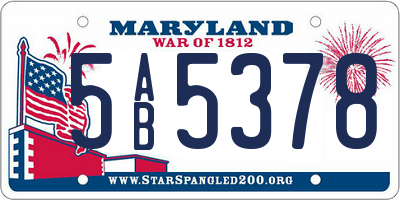 MD license plate 5AB5378