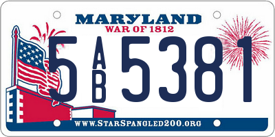 MD license plate 5AB5381