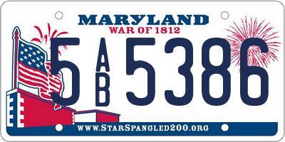 MD license plate 5AB5386