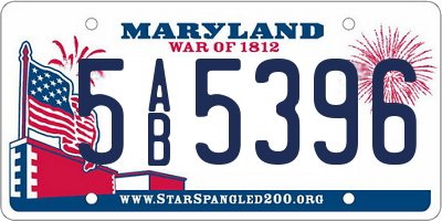 MD license plate 5AB5396