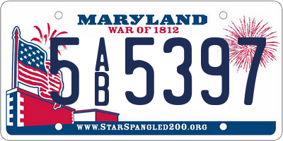 MD license plate 5AB5397