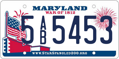 MD license plate 5AB5453