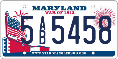 MD license plate 5AB5458