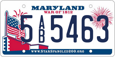 MD license plate 5AB5463