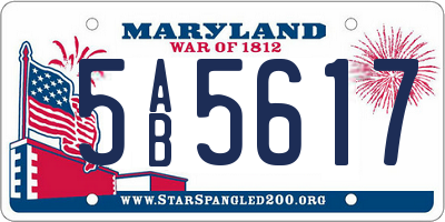 MD license plate 5AB5617