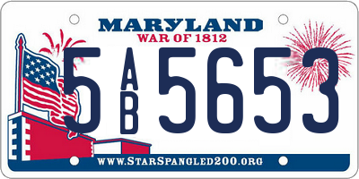 MD license plate 5AB5653