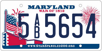 MD license plate 5AB5654