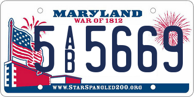 MD license plate 5AB5669