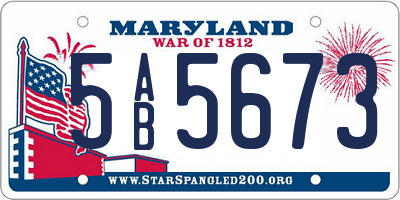 MD license plate 5AB5673