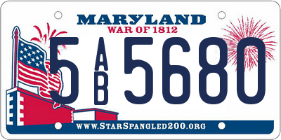 MD license plate 5AB5680