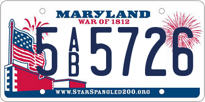 MD license plate 5AB5726