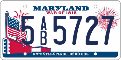 MD license plate 5AB5727