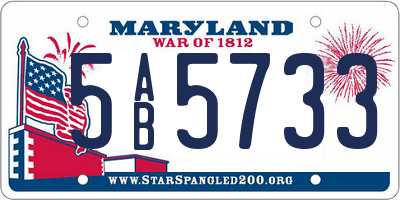 MD license plate 5AB5733