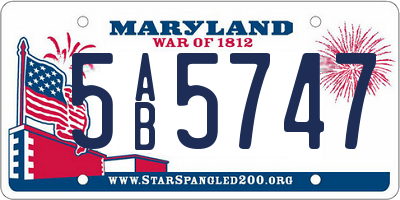 MD license plate 5AB5747