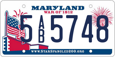 MD license plate 5AB5748