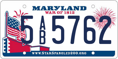 MD license plate 5AB5762