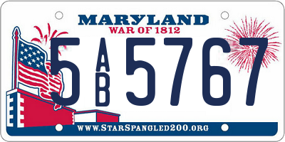 MD license plate 5AB5767