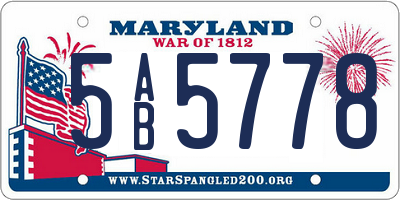 MD license plate 5AB5778