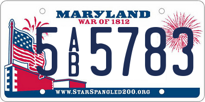 MD license plate 5AB5783