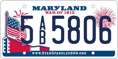 MD license plate 5AB5806