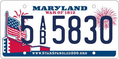 MD license plate 5AB5830