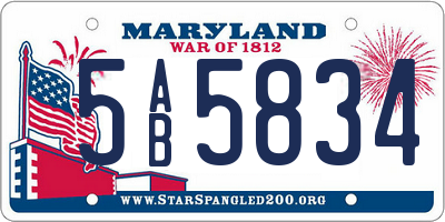 MD license plate 5AB5834
