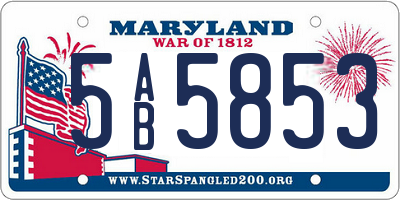MD license plate 5AB5853