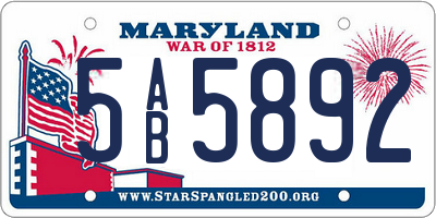 MD license plate 5AB5892