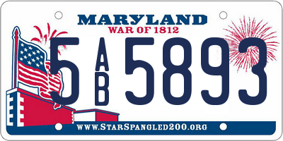 MD license plate 5AB5893
