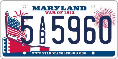 MD license plate 5AB5960