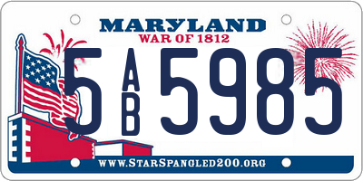 MD license plate 5AB5985