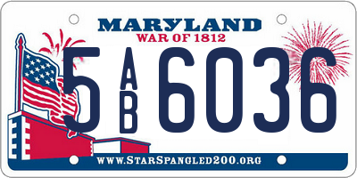 MD license plate 5AB6036