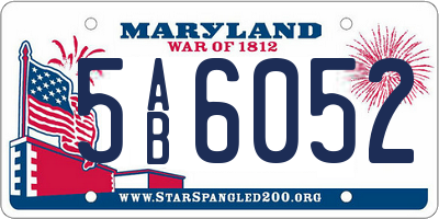 MD license plate 5AB6052