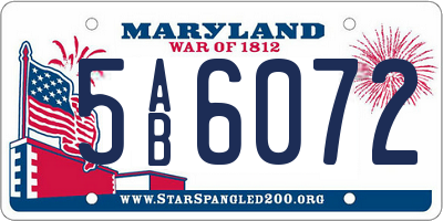 MD license plate 5AB6072