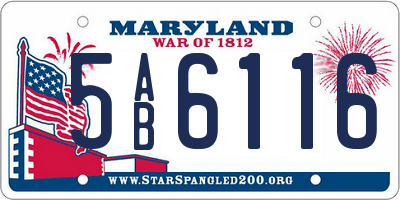 MD license plate 5AB6116