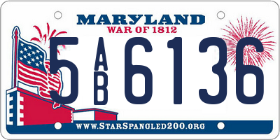 MD license plate 5AB6136