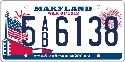 MD license plate 5AB6138