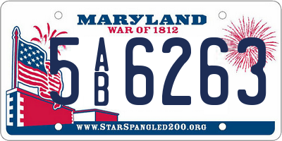 MD license plate 5AB6263
