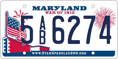 MD license plate 5AB6274